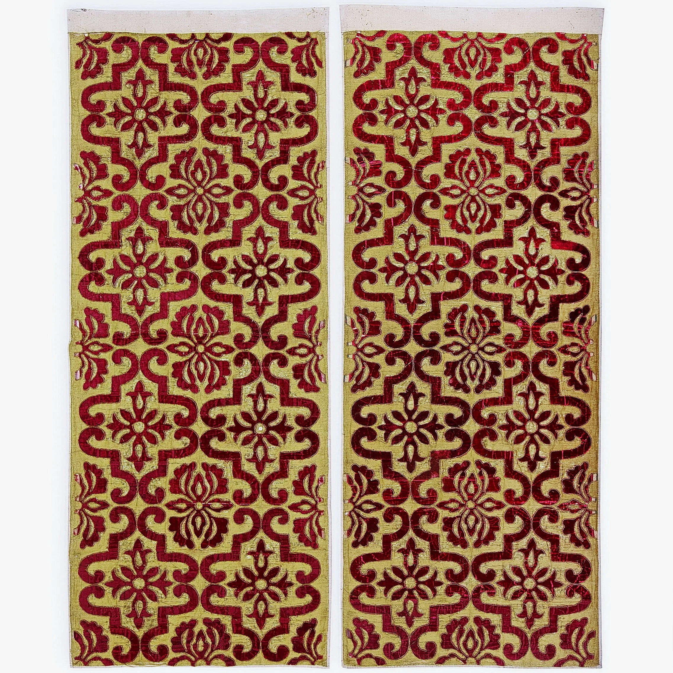 antique textiles applique velvet cloth of gold 17th century textiles antique embroidery broderie embroidery burgundy interior design Italian textiles Spanish textiles Textile Antiques Joseph Sullivan