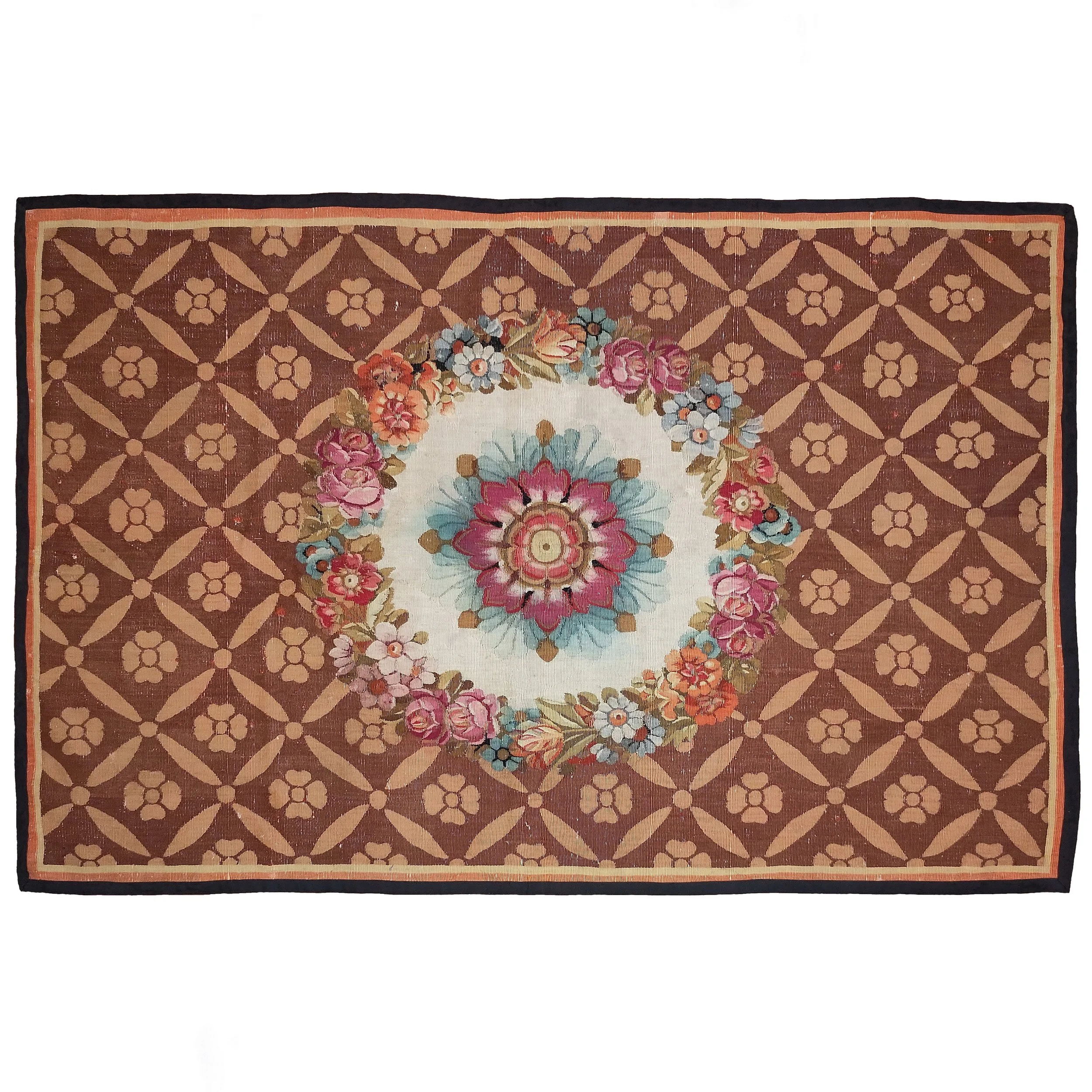 antique textiles antique tapestry tapestry Aubusson rug 19th century tapestry flowers garland 19th century textiles tapisserie interior design Textile Antiques Joseph Sullivan