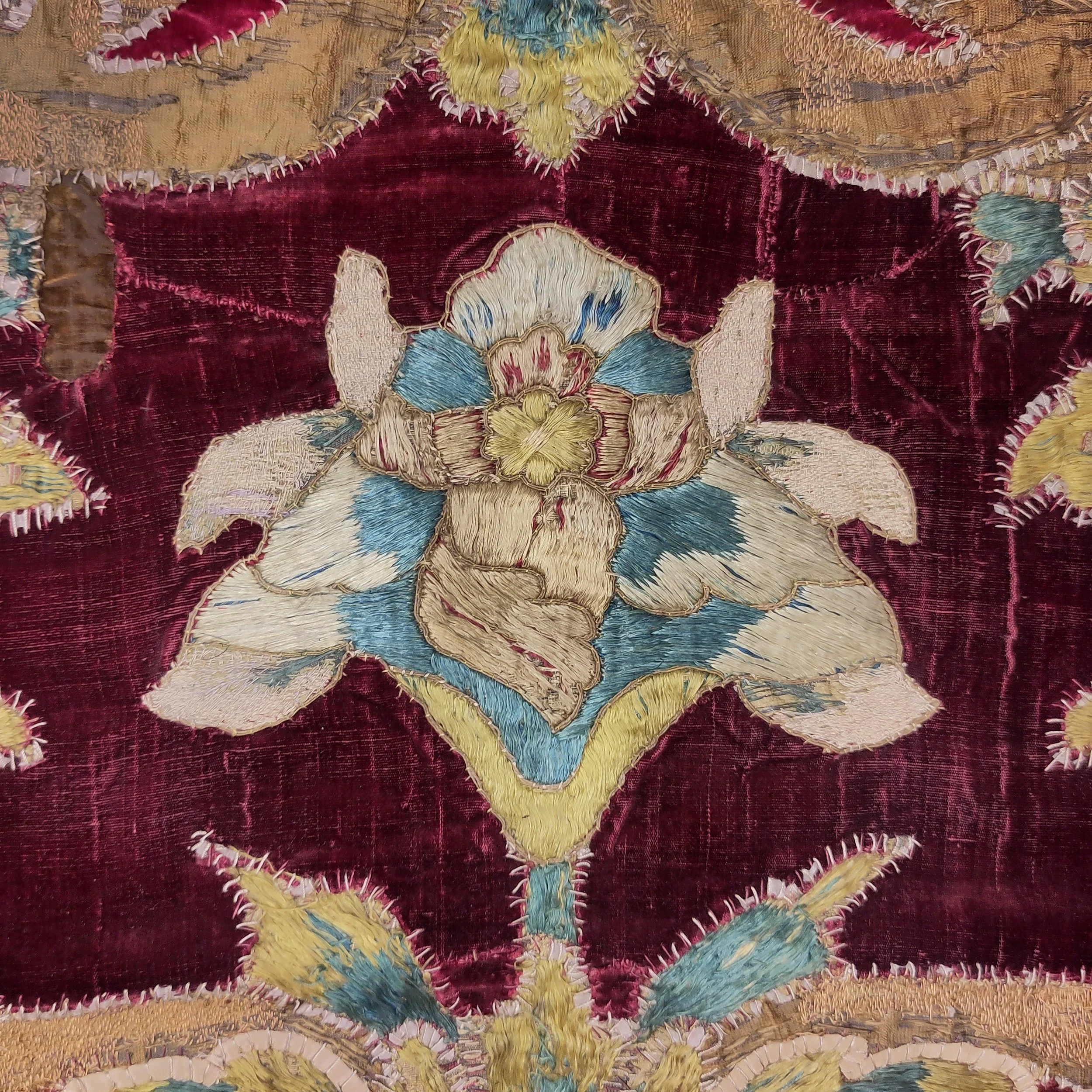 Applique 17th century Portuguese velvet pilaster hangings pair 3.jpg