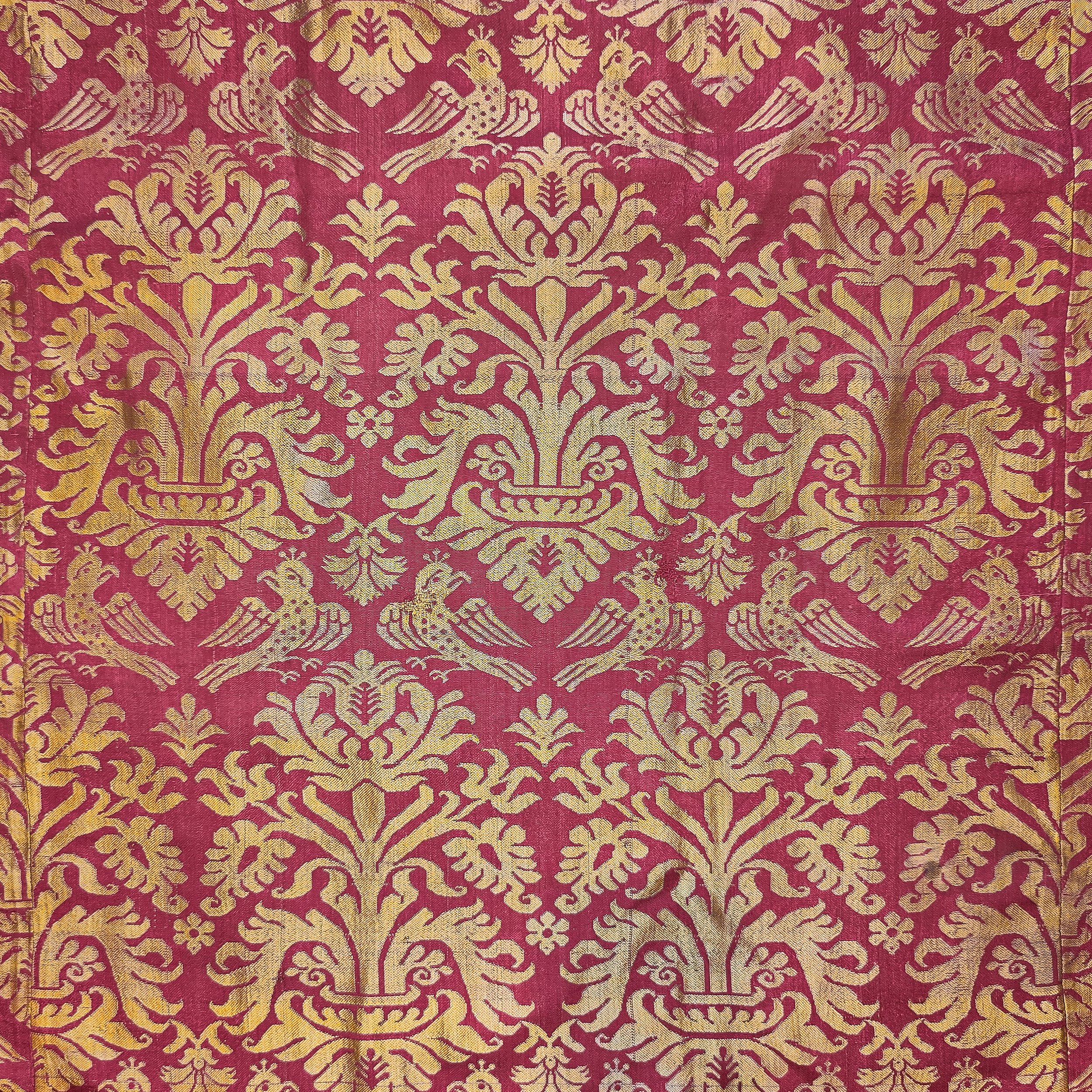 Silk 16th century Italian lampas vases and birds 2.jpg