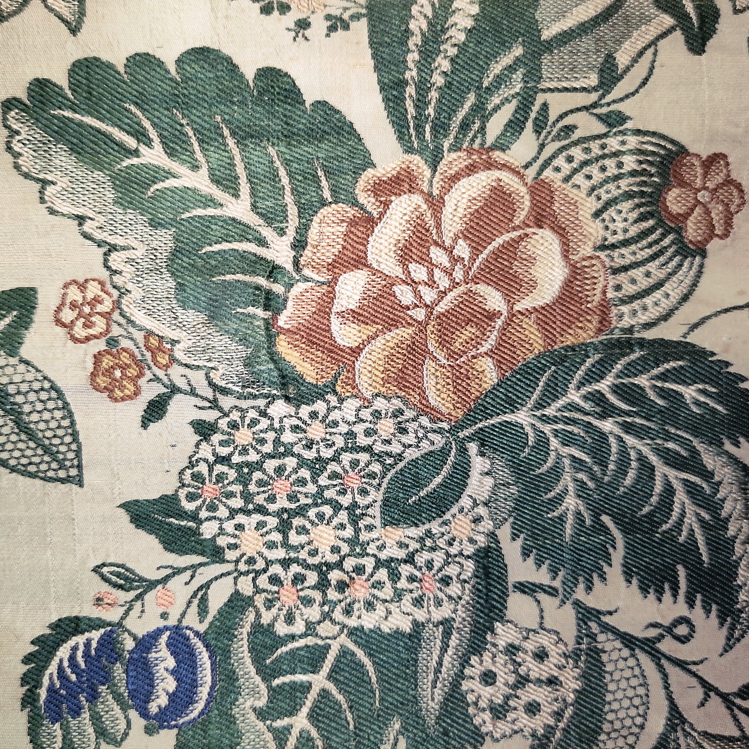 Silk 18th century Spitalfields naturalistic brocade framed 4.jpg