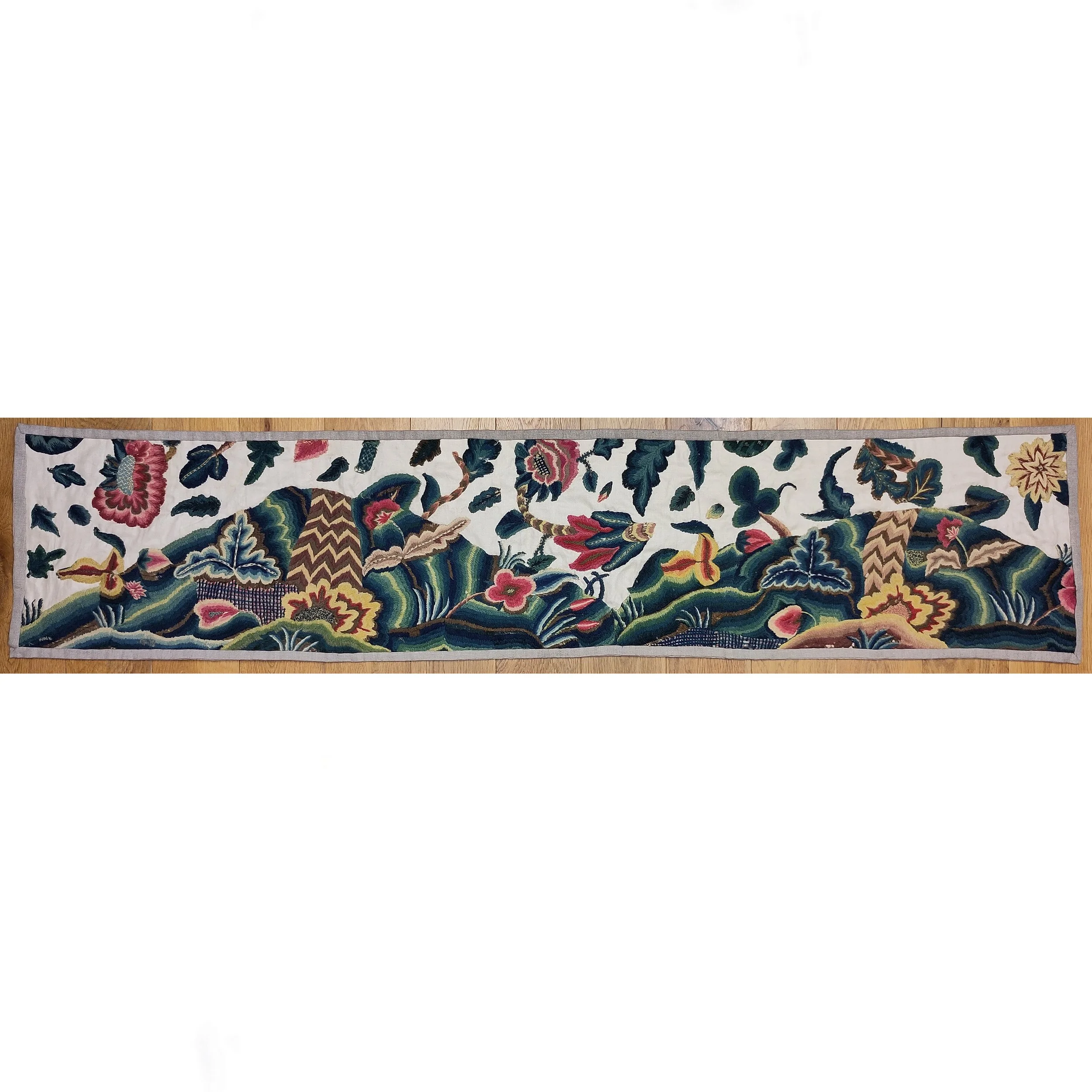 antique textiles crewelwork embroidery needlework 17th century 17th century antiques crewel 17th century textiles 18th century textiles embroidered flowers english textile  embroidery interior design Textile Antiques Joseph Sullivan