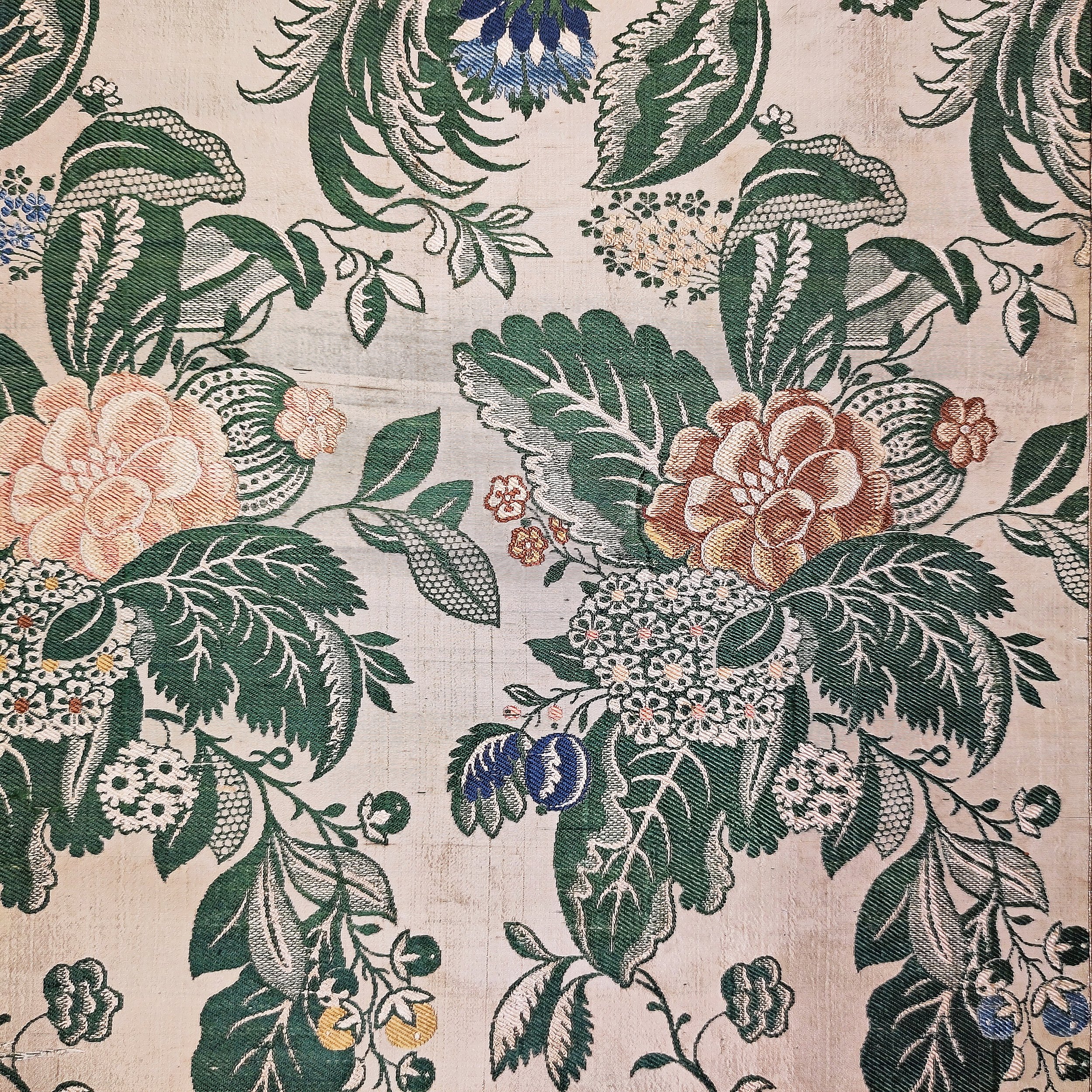Silk 18th century Spitalfields naturalistic brocade framed 2.jpg