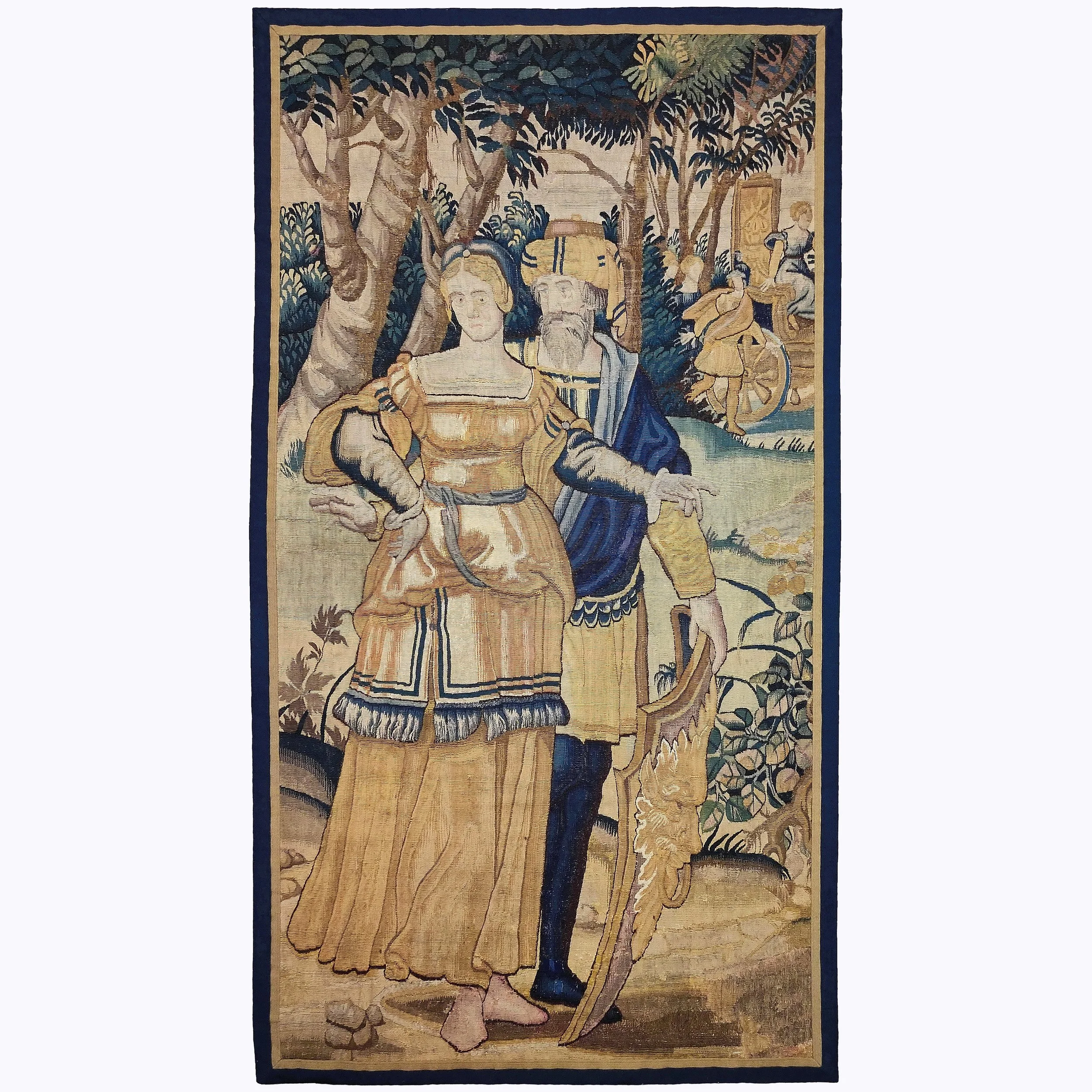 antique textiles antique tapestry interior design tapestry 16th century tapestry Flemish tapestry Oudenaarde tapestry chariot shield tapisserie 16th century Textile Antiques