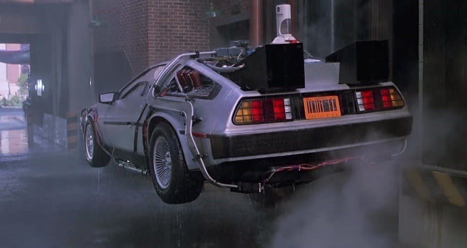 Flying DeLorean from Back to the Future