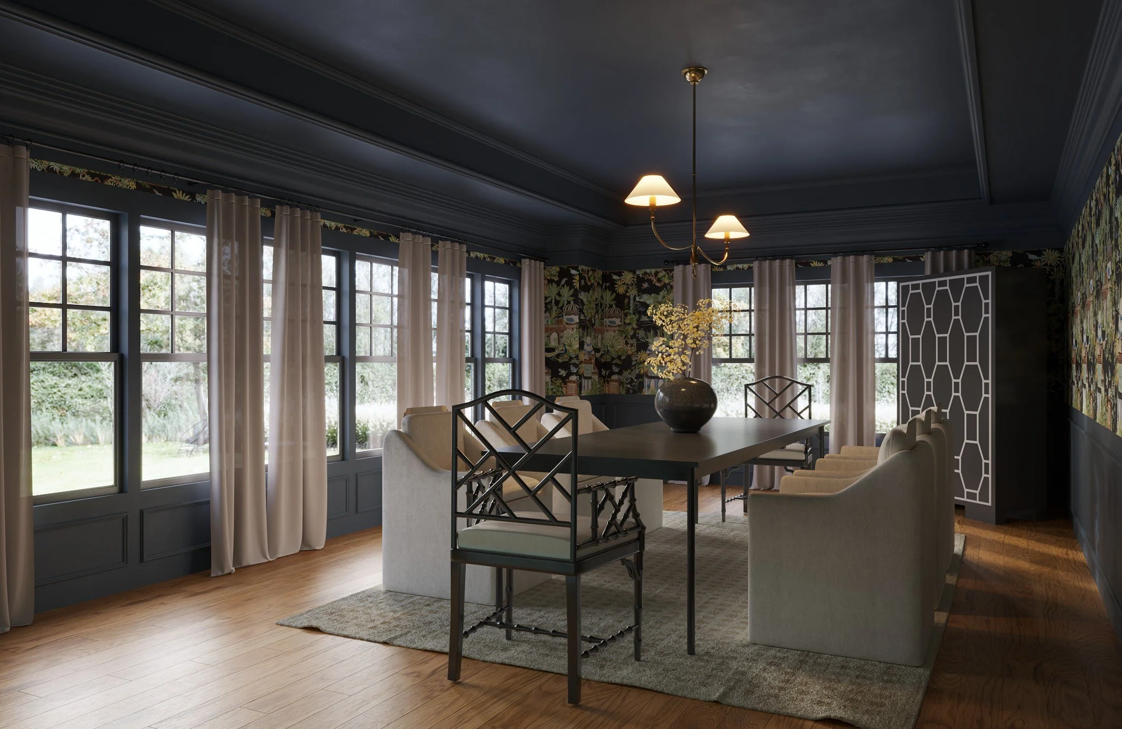Dining room rendering for a home in Wayland MA