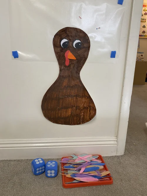 Sticky feather turkey math activity my preschool place