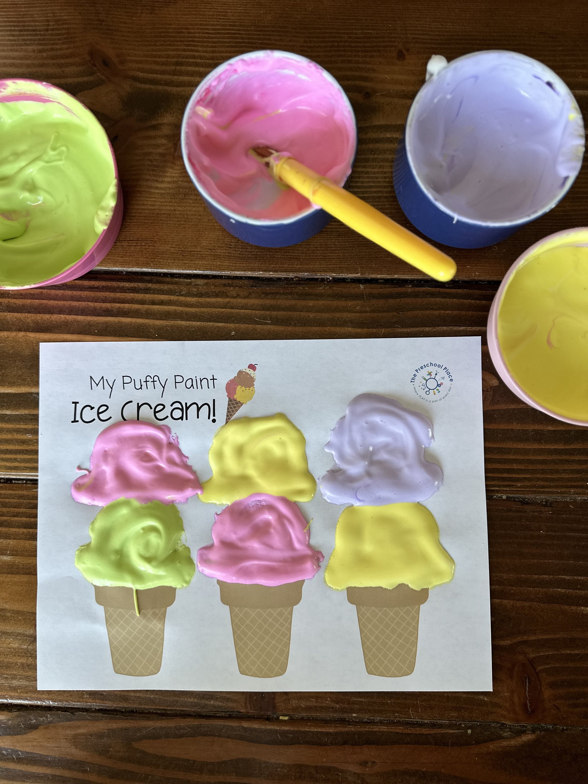 Puffy Paint Ice Cream Craft [free download] — My Preschool Place