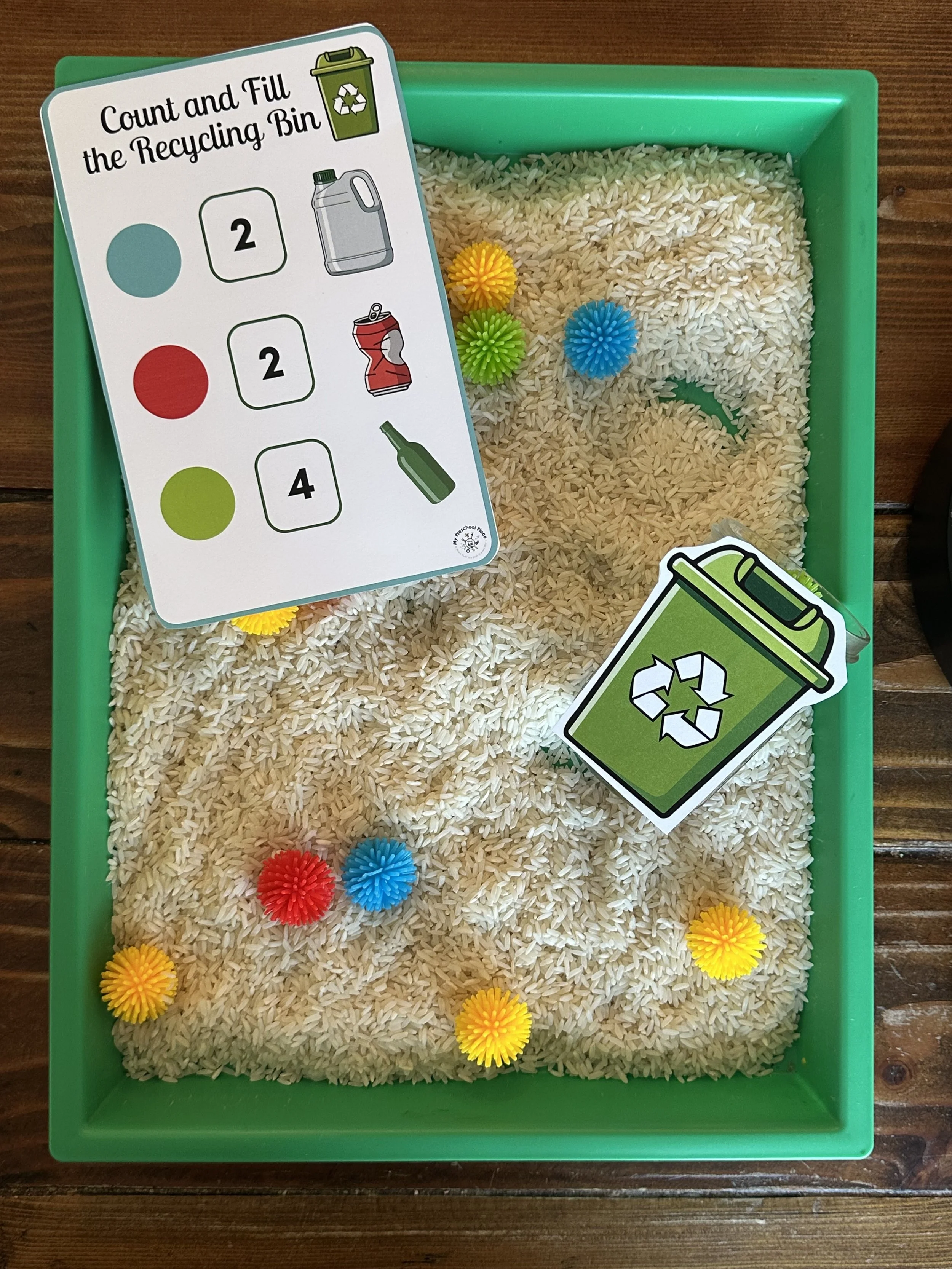 Earth Day Count and Fill Sensory Bin