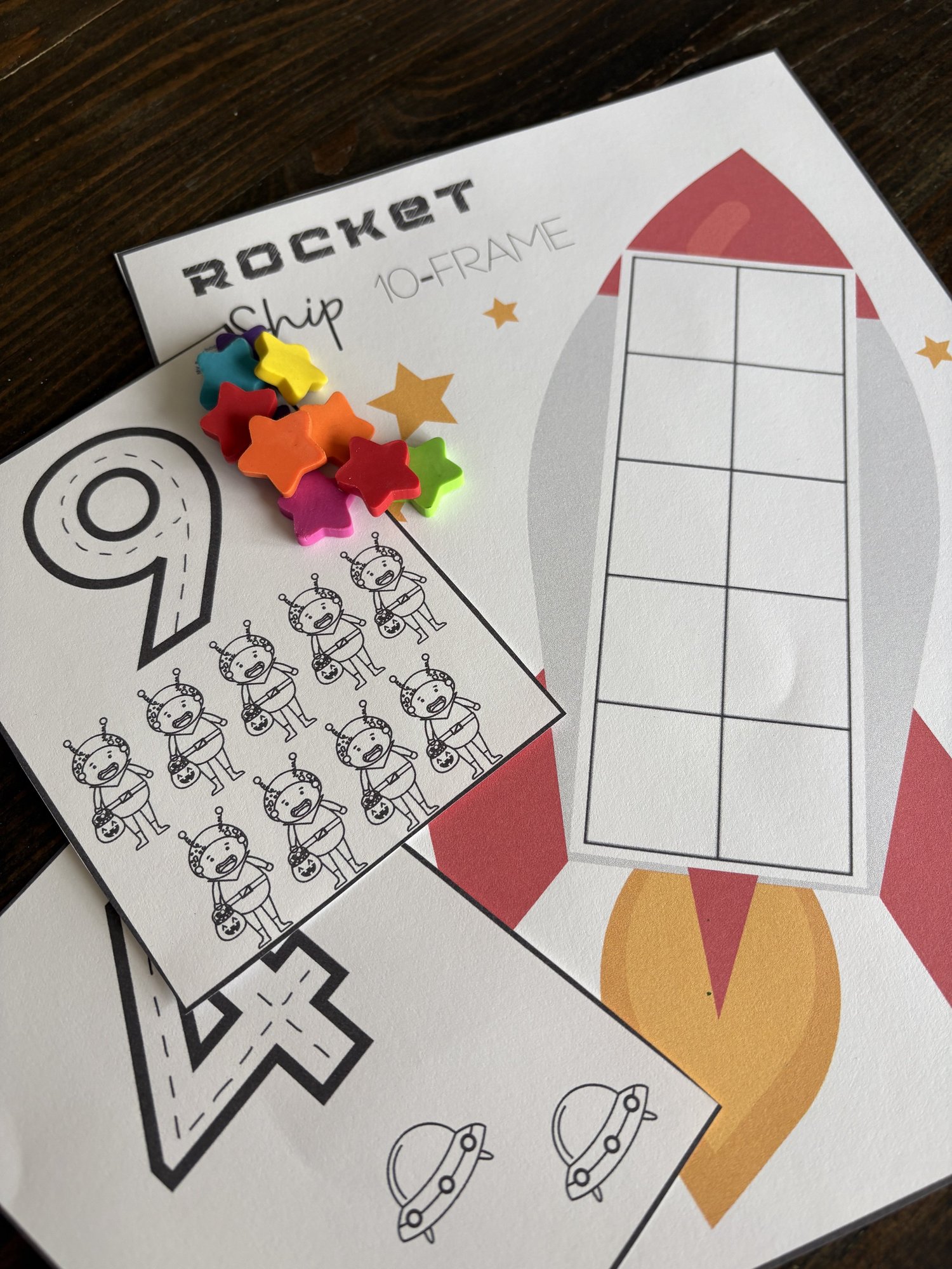 Rocket Ship 10 Frame Space Math Activity — My Preschool Place