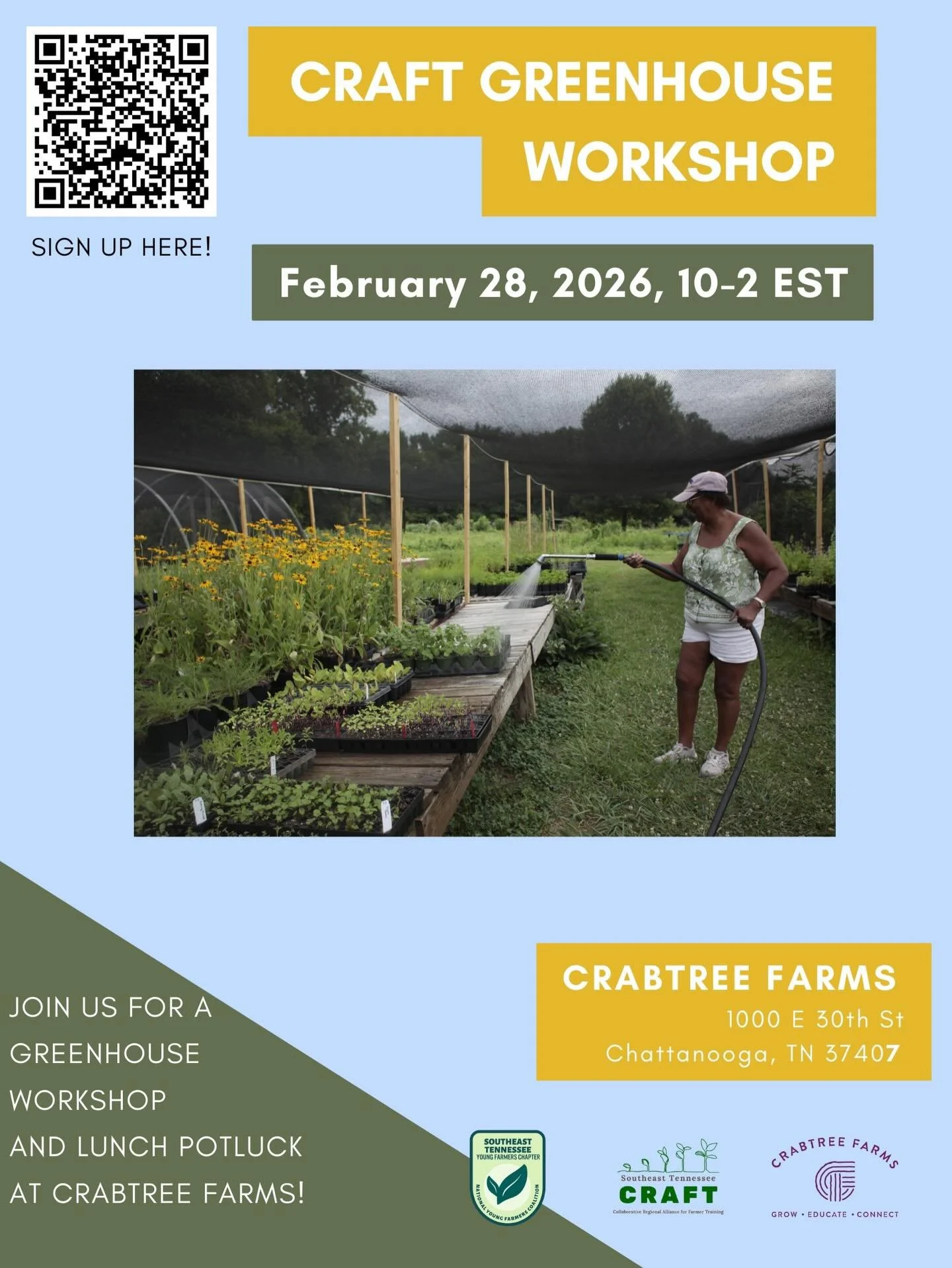 Learn how to give your spring plants a great start! The workshop will include hands-on learning, a lunch potluck, and a farm tour. Please make sure to sign up if you plan on coming! Leading up to the event, you will receive an email with the address 