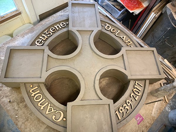 Fitting laser cut lettering to the clay sculpt