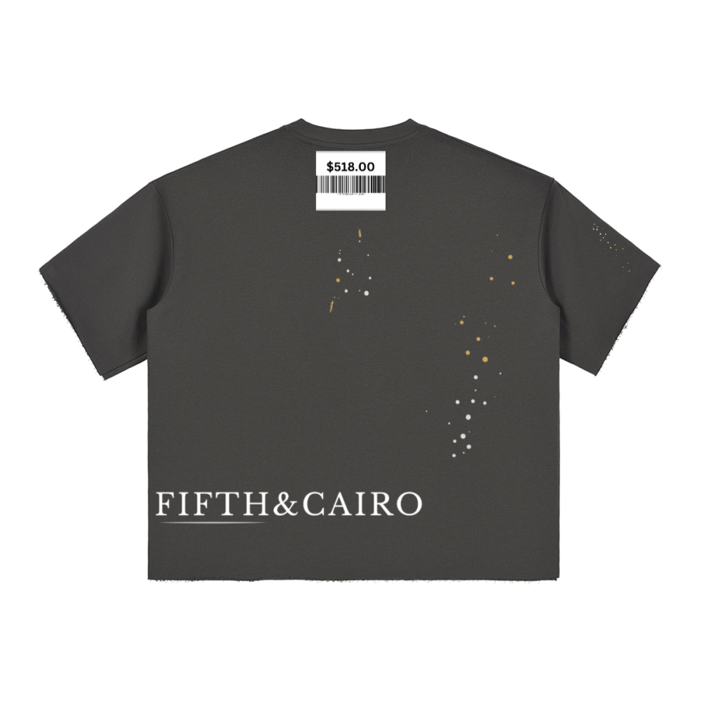 Cropped terry T-shirt, Terry crop top, Fitted cropped tee, Block color crop top, Charcoal gray cropped T-shirt, Raw hem crop top,