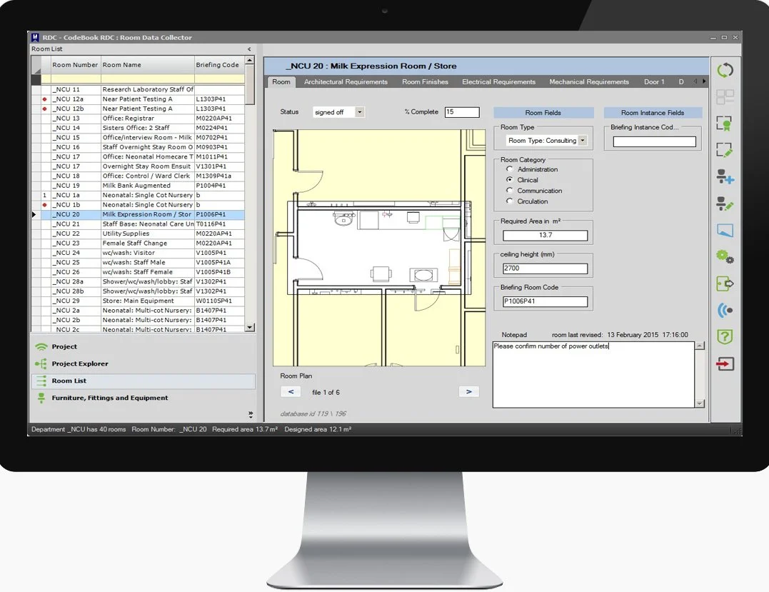 CodeBook RDS (Room Data Sheets) and FF+E Asset Data