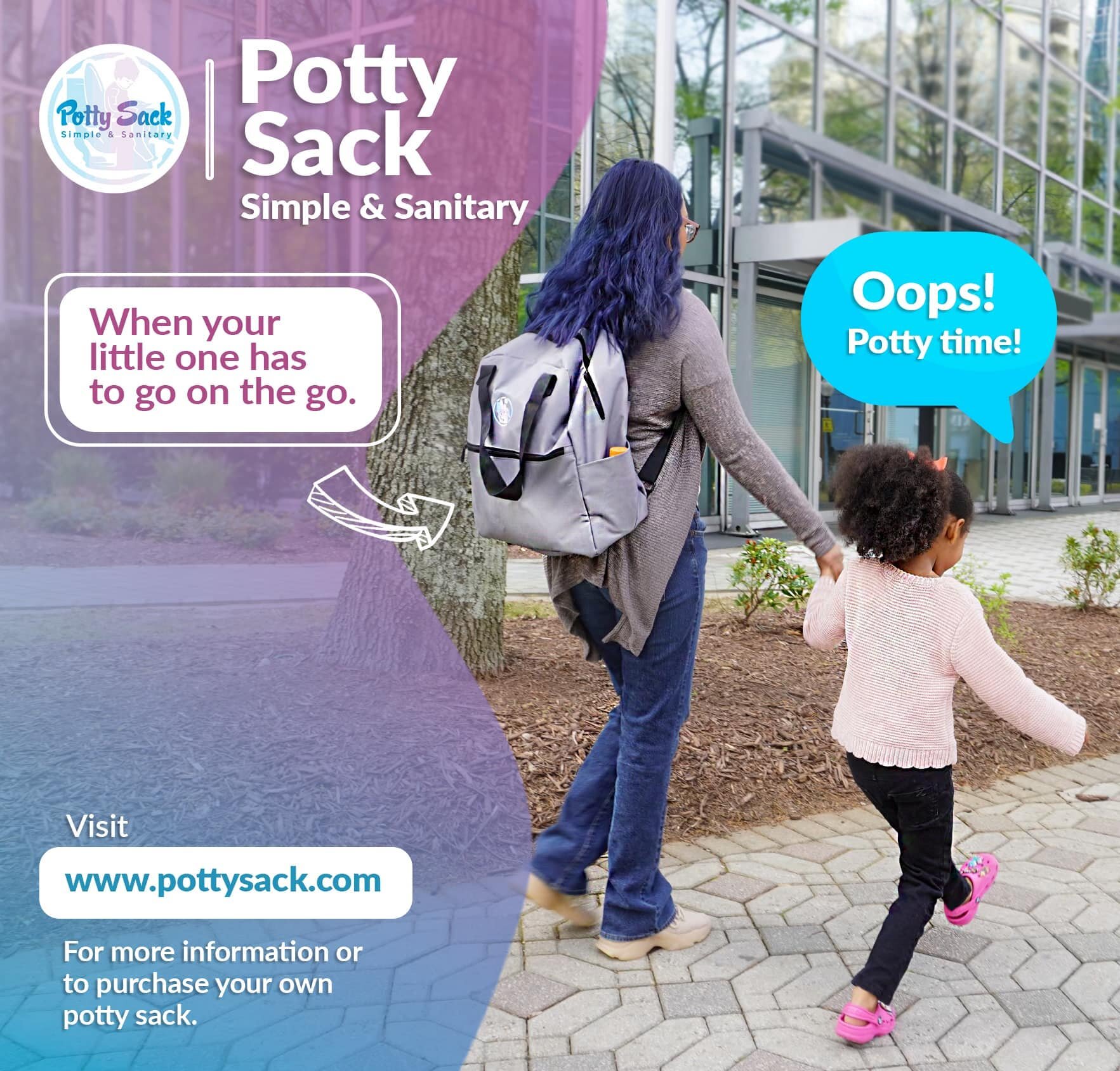 Carry it on your Shoulder or on your Back!

Check out Potty Sacks Link in bio!
www.pottysacks.com
