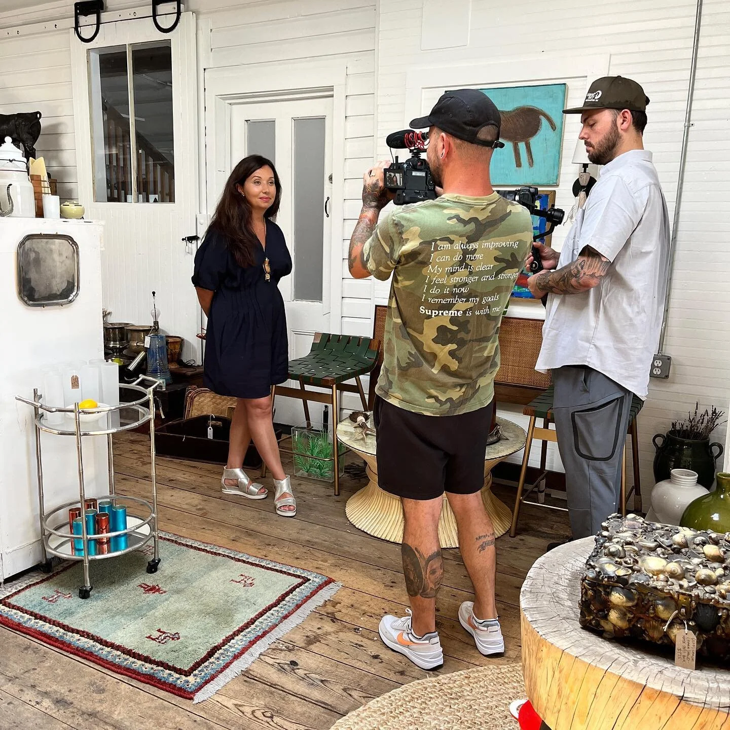 Excitement at Good Merch.! @bellportinn came by with a film crew to feature their favorite local businesses. We feel so honored to be included! 🙏❤️