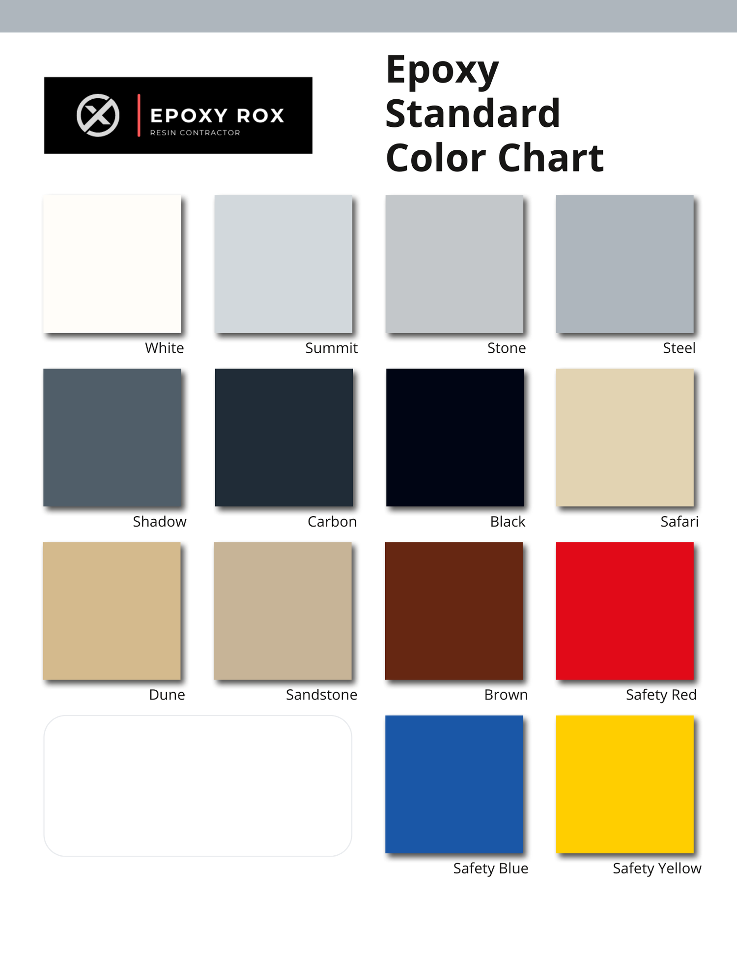 Epoxy Colour and Finish Samples — Epoxy Rox Resin Contractor