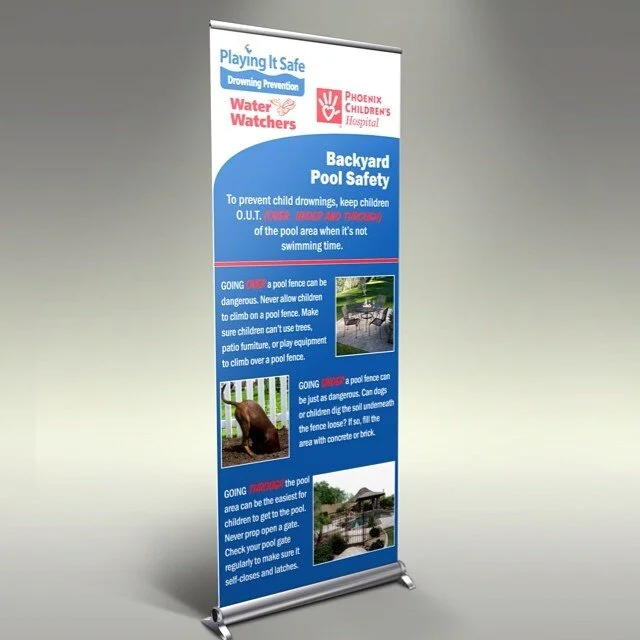 Pop up banner created for @phxchildrens injury prevention and community outreach departments discussing water safety. Very proud to be making a difference with this client. #arizona #promo #marketing