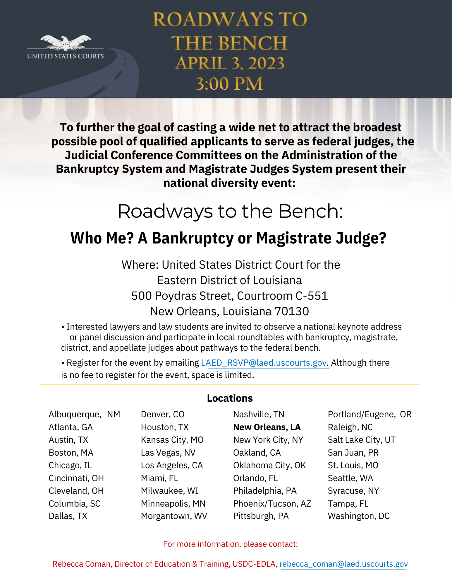 Upcoming Programs & CLEs — Federal Bar Association - New Orleans Chapter