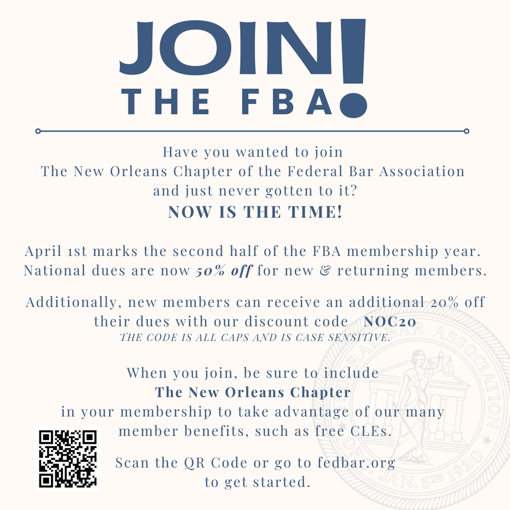 Join the FBA — Federal Bar Association - New Orleans Chapter