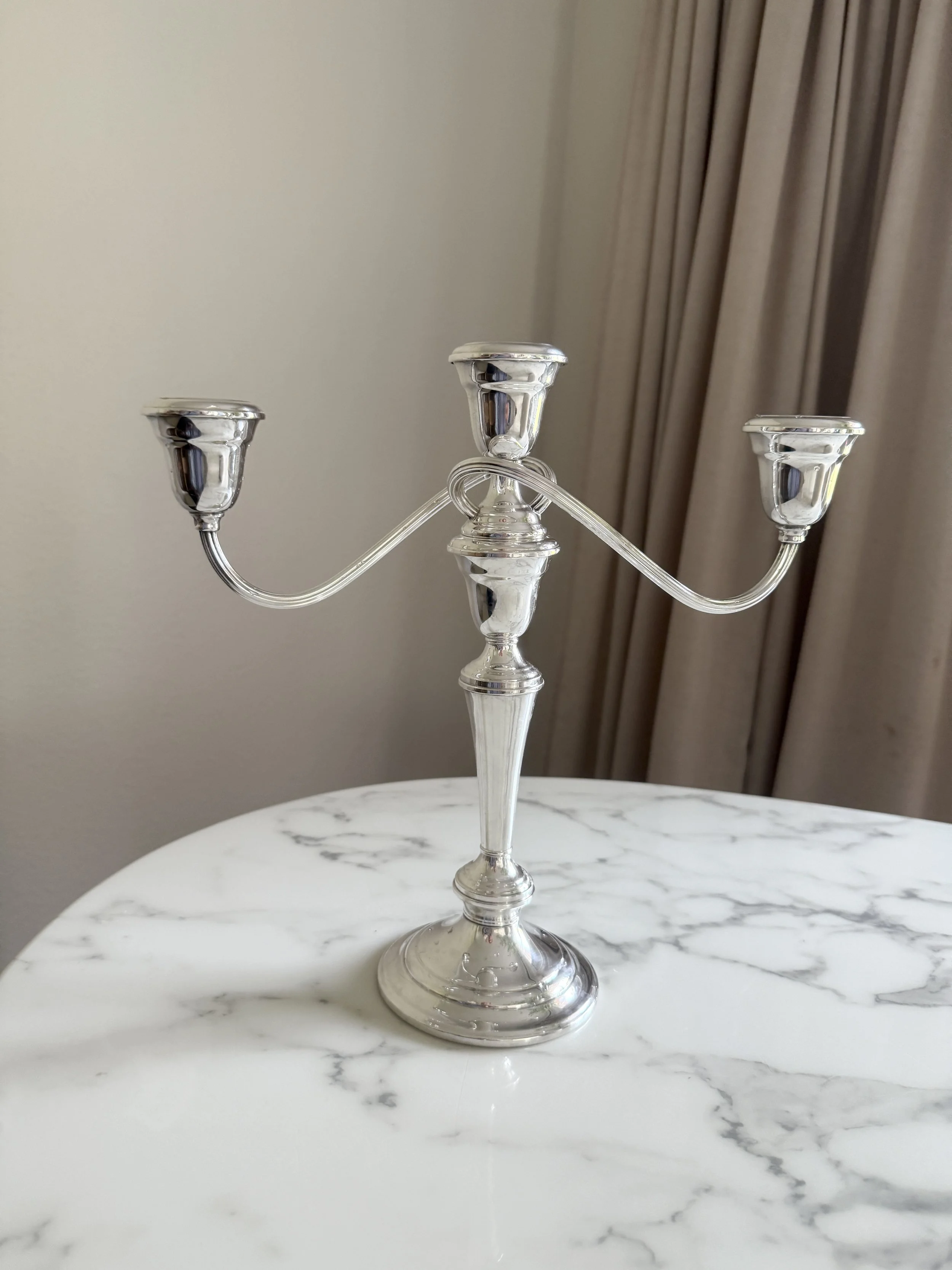 Vintage Silver 3-Arm Candelabra 
Quantity: 6 
$7 each