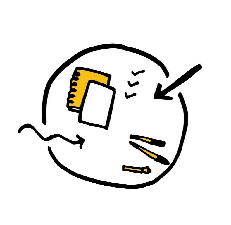 Picture of paper, notebook and pencils