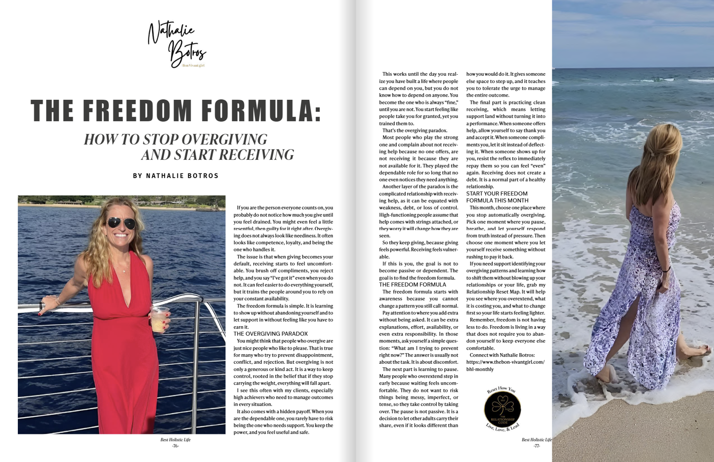Nathalie Botros article on Best Holistic Life magazine August 2026