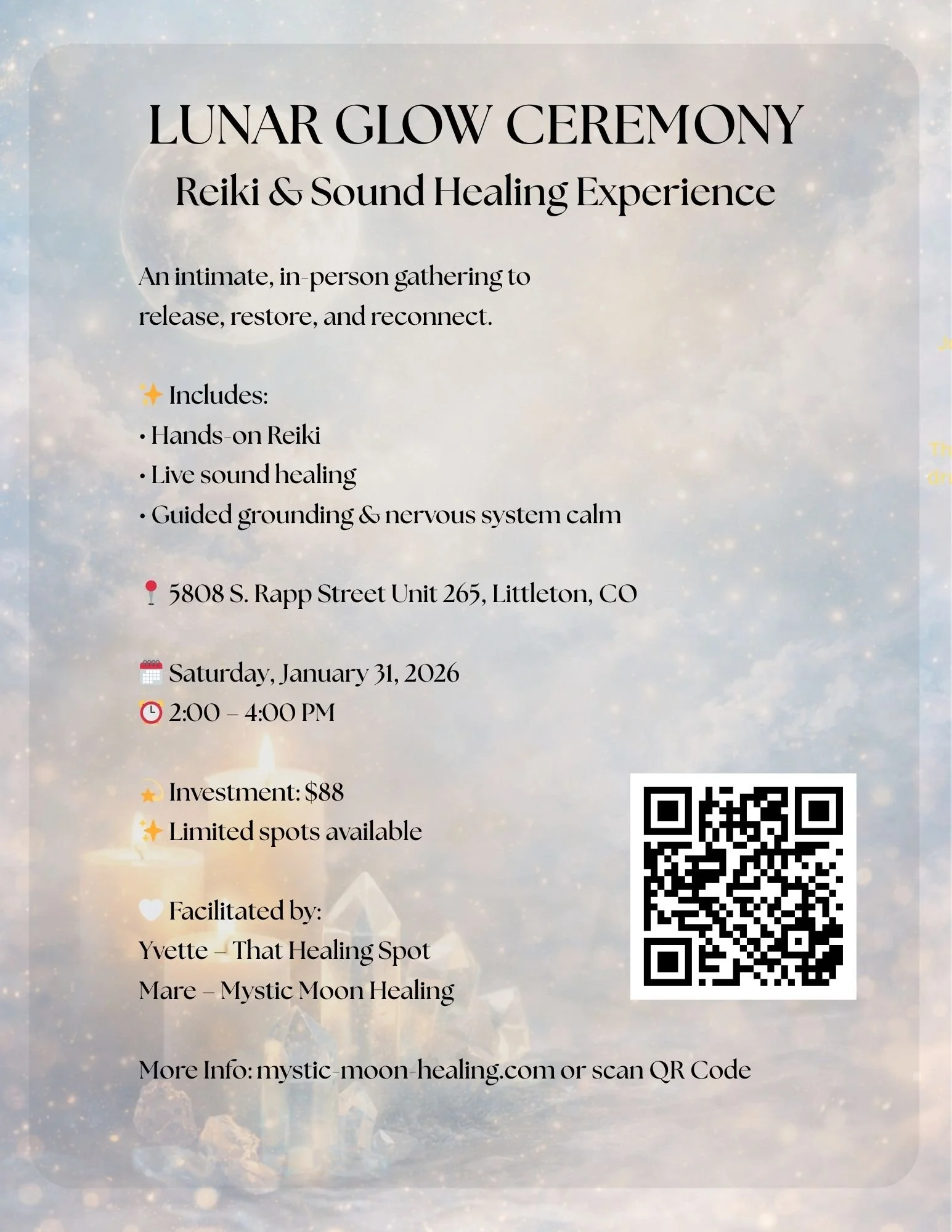 Lunar Glow Ceremony - Reiki and Sound Healing In Person. (Littleton , Colorado) with Mystic Moon Healing