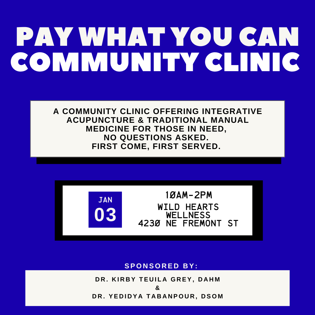 Pay What You Can Clinic - with Dr. Kirby Teuila Grey and Dr. Yedidya Tabanpour