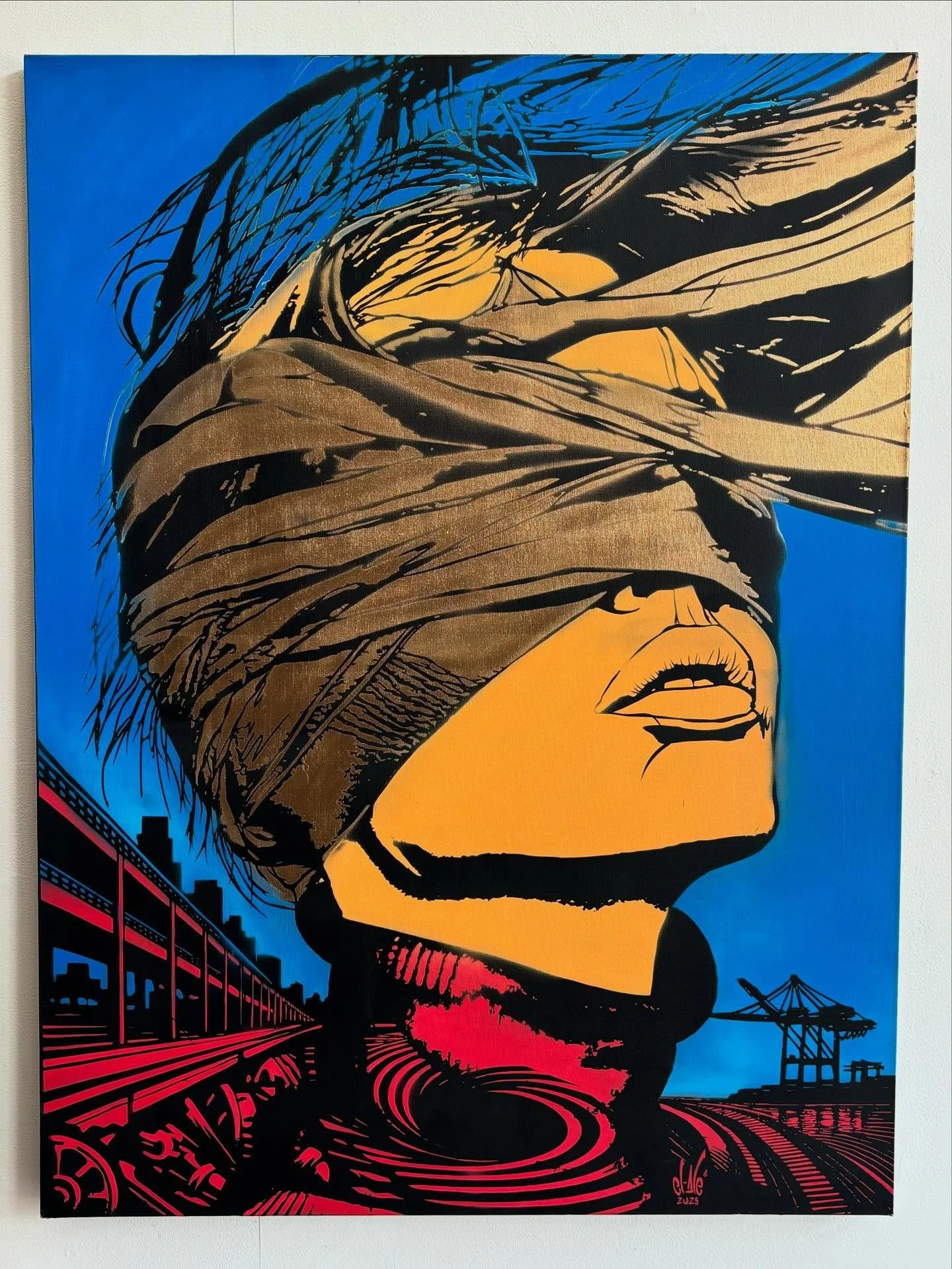 &quot;Seattle,&quot; by @ccstencil is now available at Slip gallery! This beauty is modeled after the original mural design just created last week during the @belltown.mural.festival. You can find the freshly painted mural between Western and Elliott