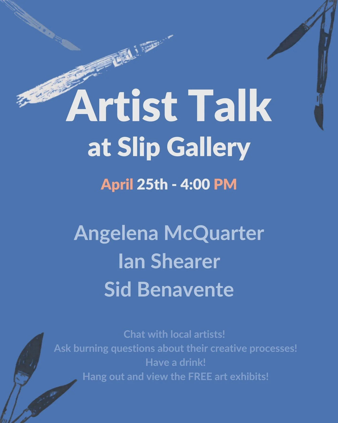 Join us this Saturday for an artist talk with local artists currently exhibiting at Slip! This event is free and open to the public. See you there! #artisttalk #seattleartists #community #creativeprocess #artgallery