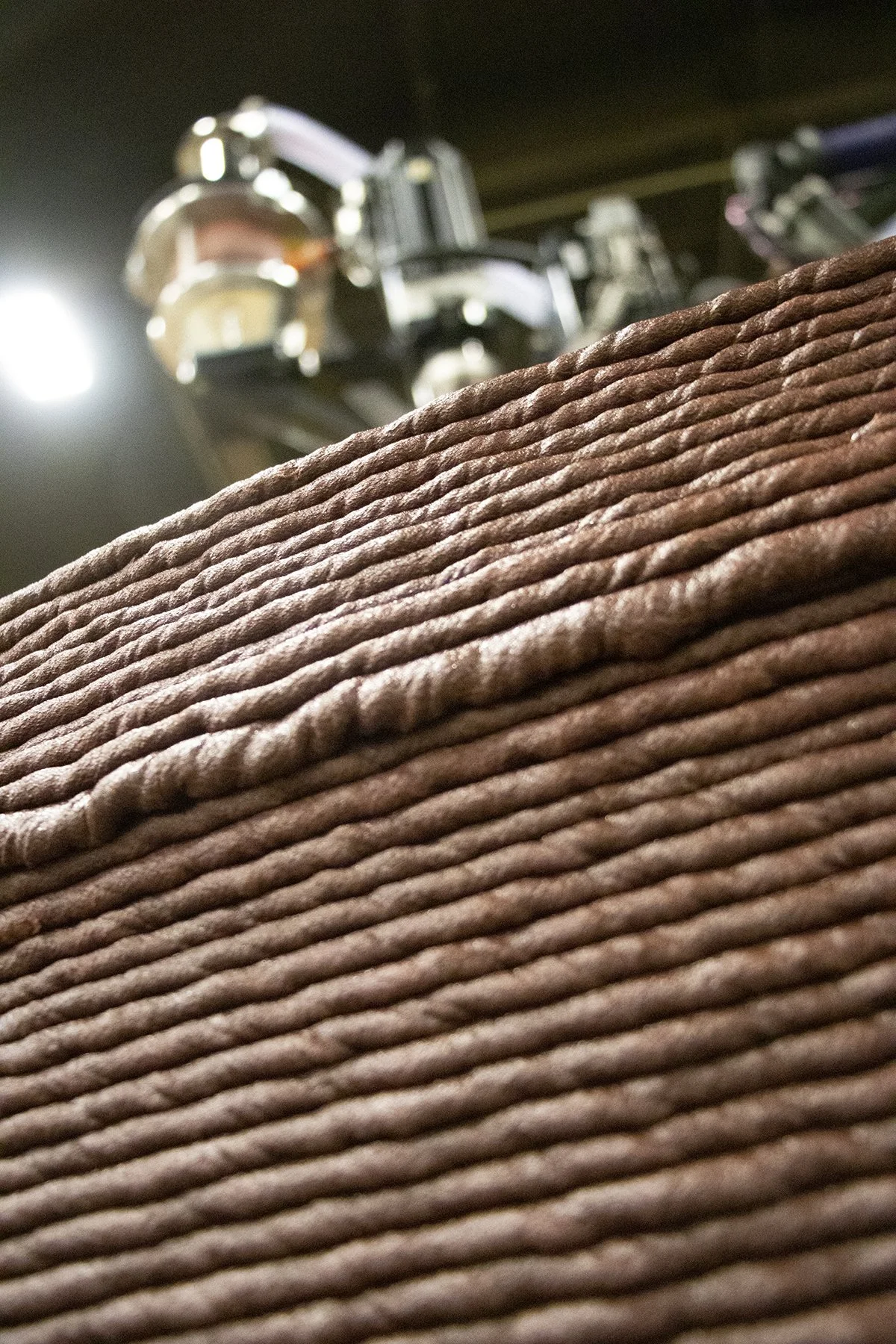 Detail of 3D-printed composite layers forming the structure of SpaceFactory’s prototype habitat.