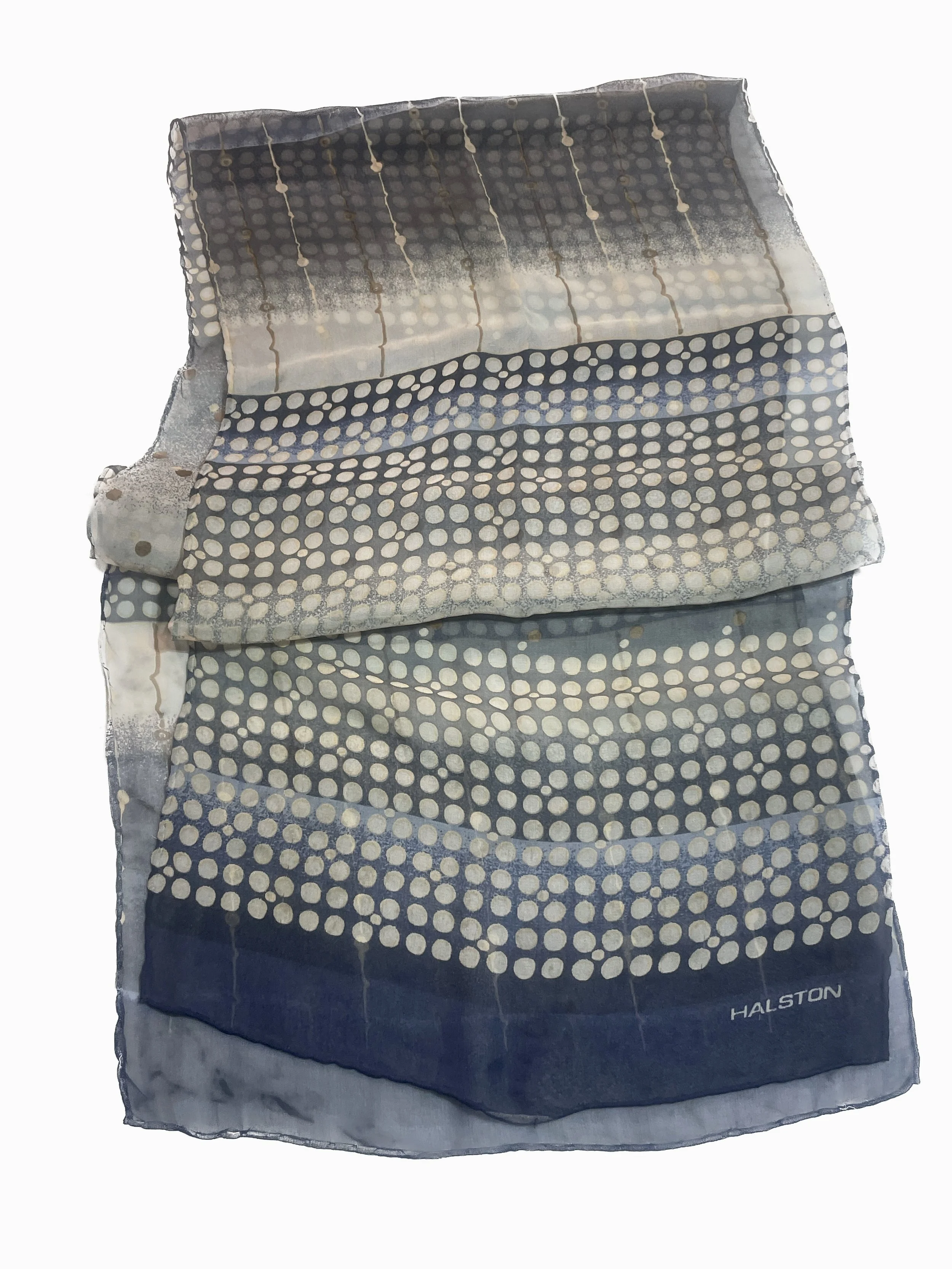 Vintage 1970s / 1980s Halston Silk Chiffon Scarf – Studio 54 Era Graphic Foulard