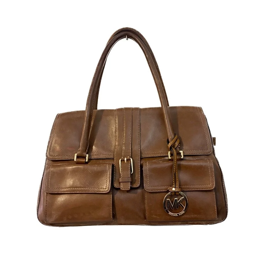 Vintage Double Front Pocket Satchel in Cognac by Michael Kors