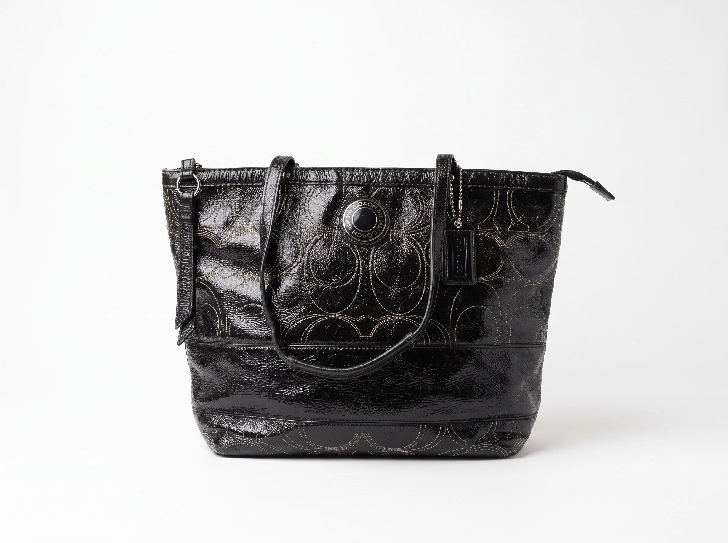 Coach Stitched Patent Signature Tote (Style F19198)