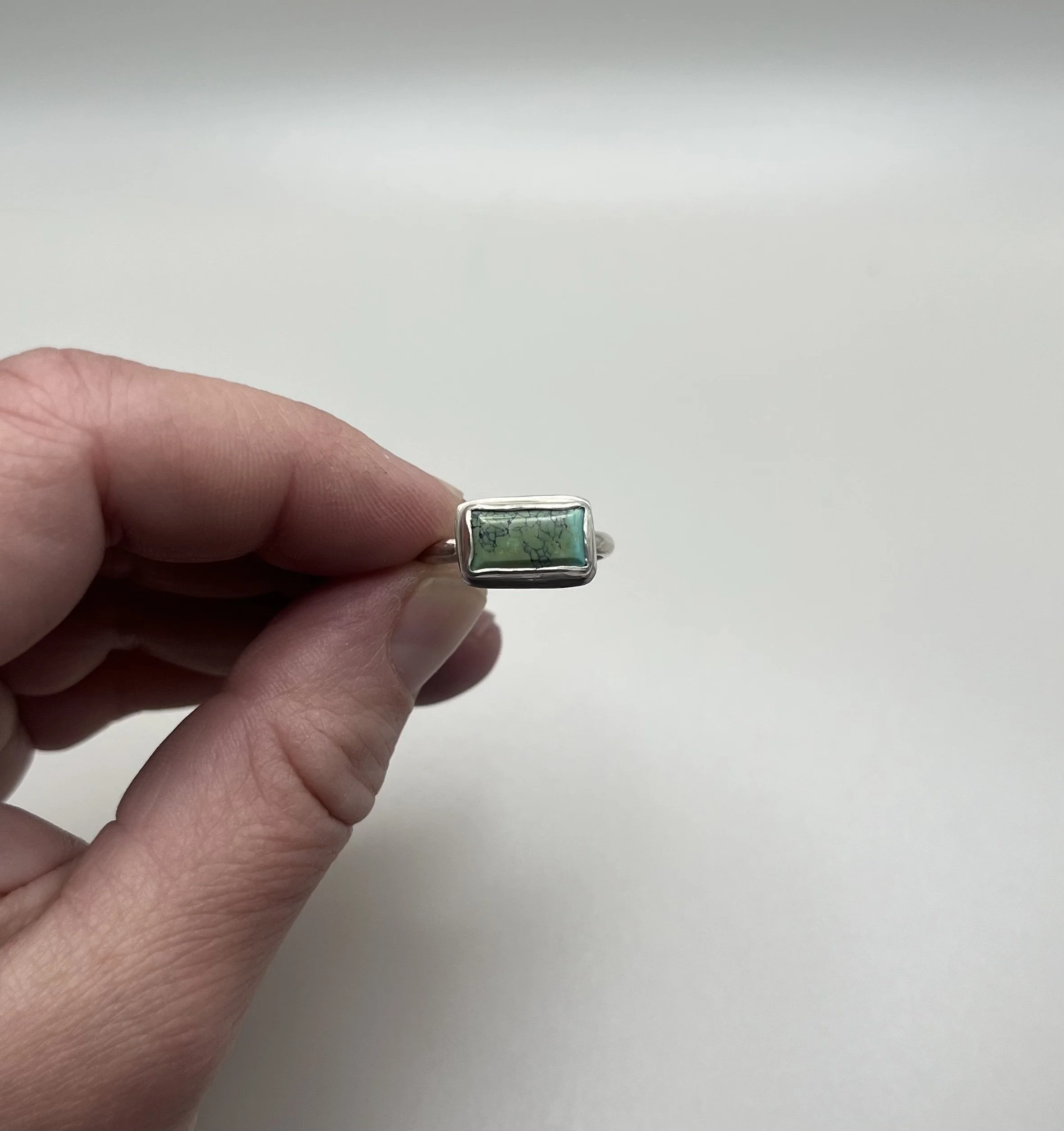 Green Turquoise and Sterling Silver Ring