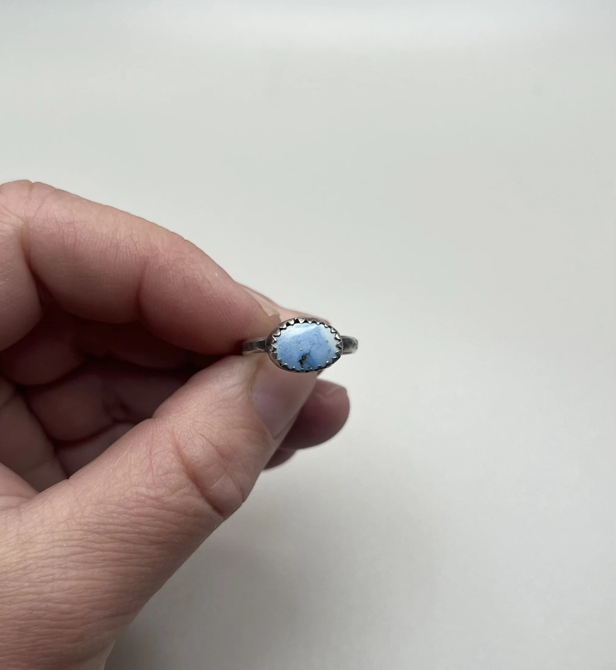 Turquoise and Textured Silver Ring