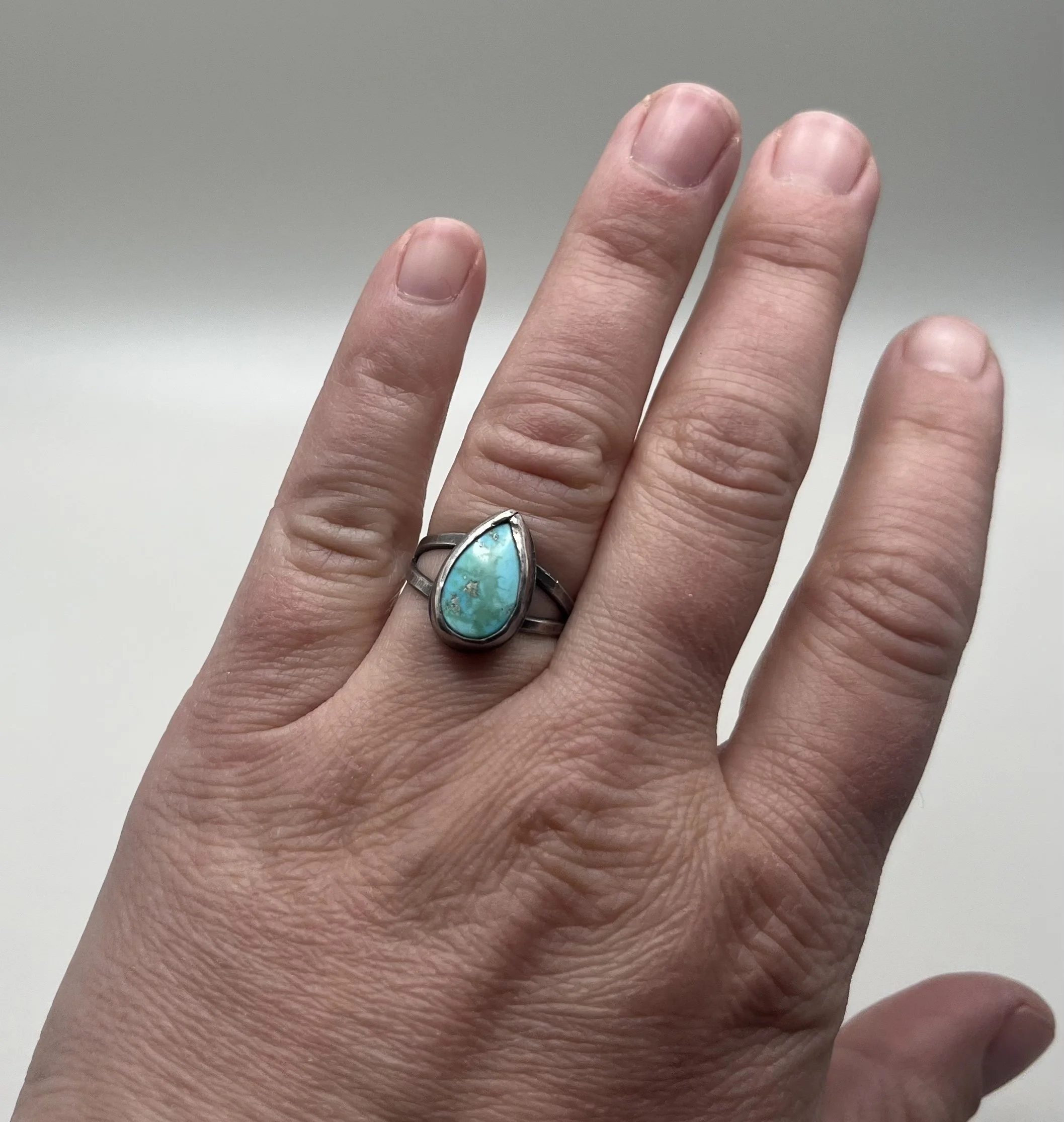 Droplet Turquoise and Sterling Silver Ring