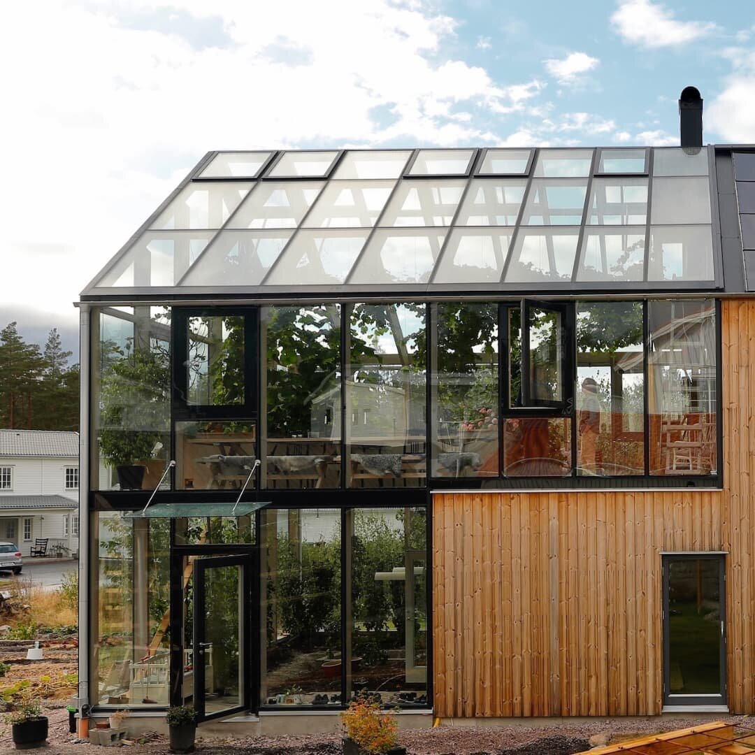 Would you live in a house within a greenhouse?

The idea dates back to 1974 when eco-architect Bengt Warne built the first prototype naturhus in Stockholm. He built a small summer house, encased it in glass, and coined the term &ldquo;naturhus&rdquo;