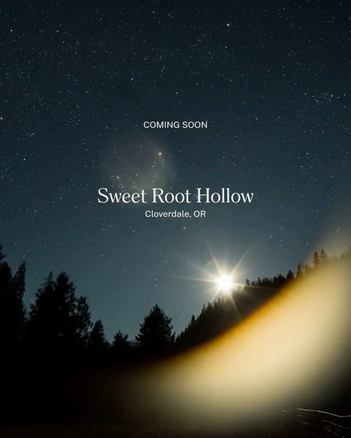 An early look at Sweet Root Hollow: 12.5 acres near the Oregon Coast shaped by forest, meadow, Farmer Creek, and years of thoughtful stewardship.

With remarkable privacy and space for gardens, animals, homesteading, and gathering, the property offer