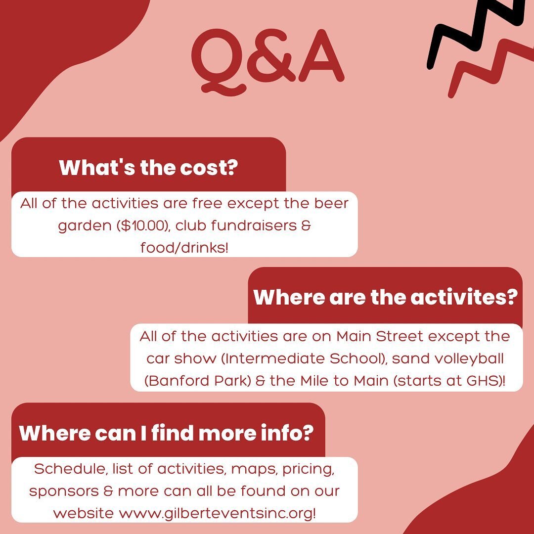 Q&amp;A!
🚨Please check out our website www.gilberteventsinc.org for a schedule of events, list of activities, maps, pricing, parking, sponsors &amp; more!🚨

#gilbertdaysonmain #GilbertDays #gilbert #iowa #event #festival #family #friends #fun #comm