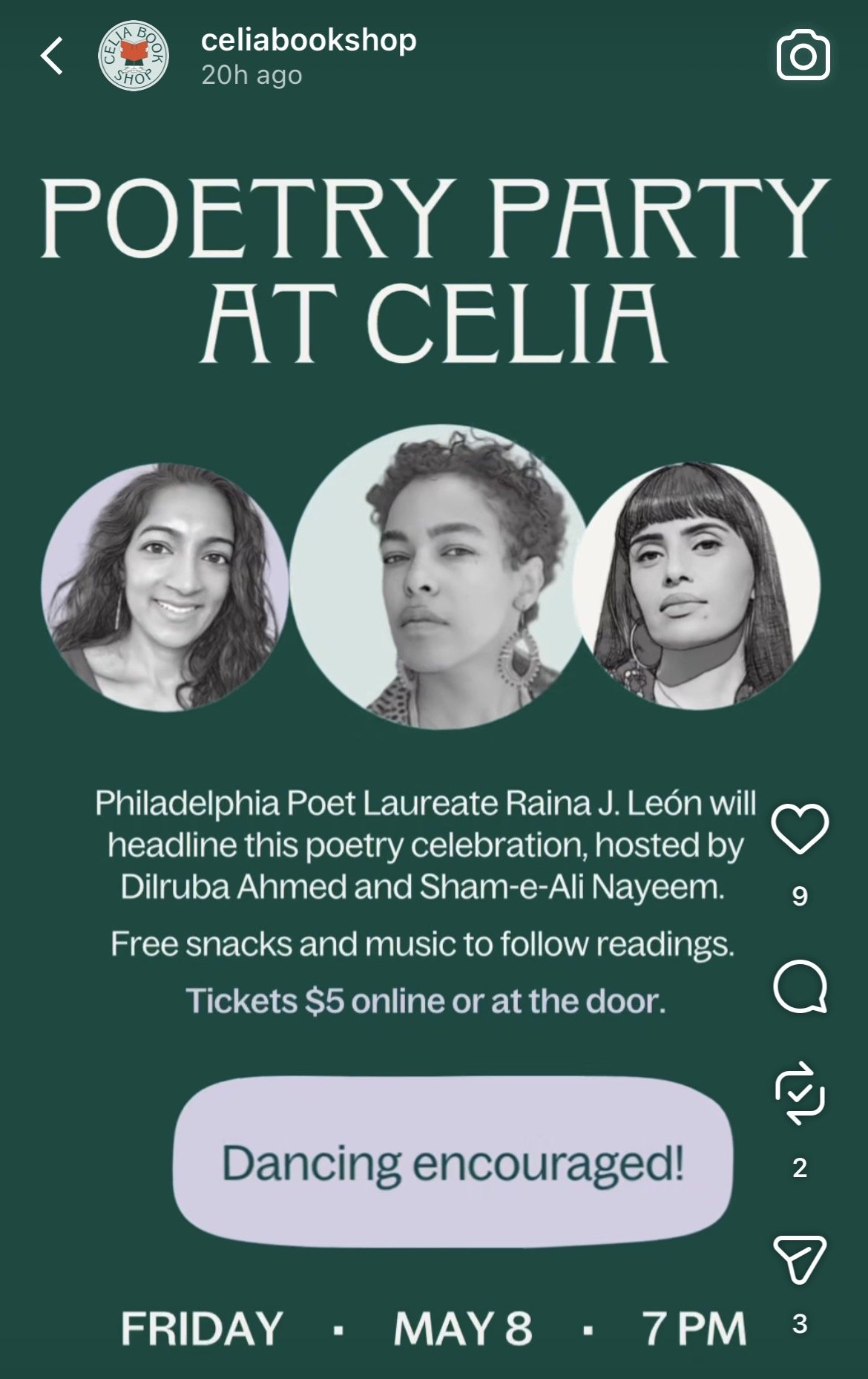 Reading at Celia's