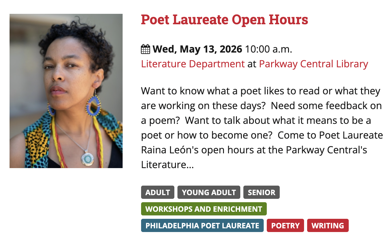 Poet Laureate Open Hours