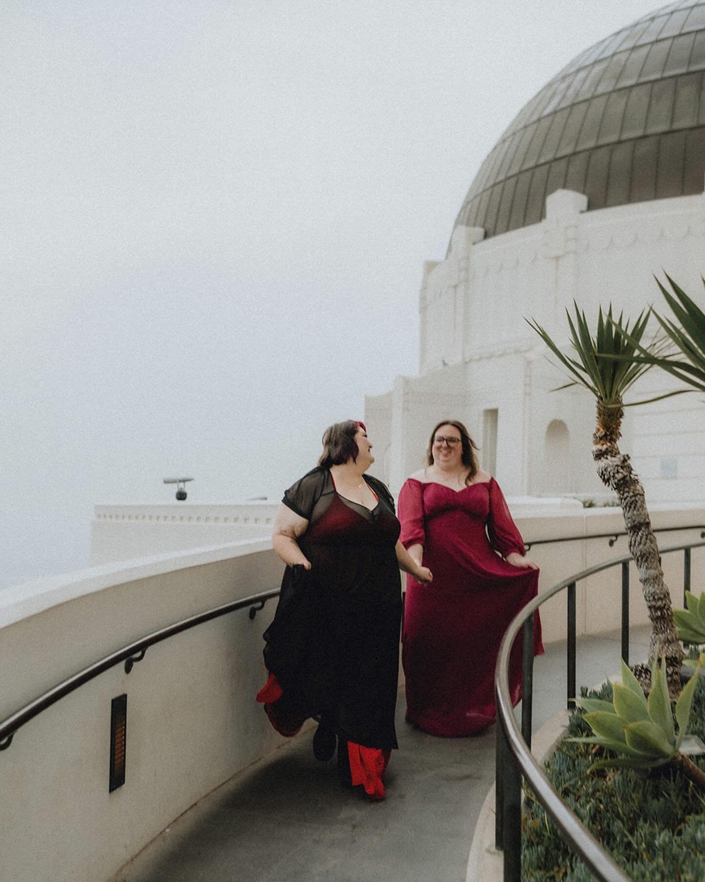 Beatrice and Emily were married four years ago on 2/29 and decided to celebrate their first leap year anniversary with the sweetest vow renewal and session at Griffith Observatory. They dressed up, danced, laughed, and toasted to each other and the n