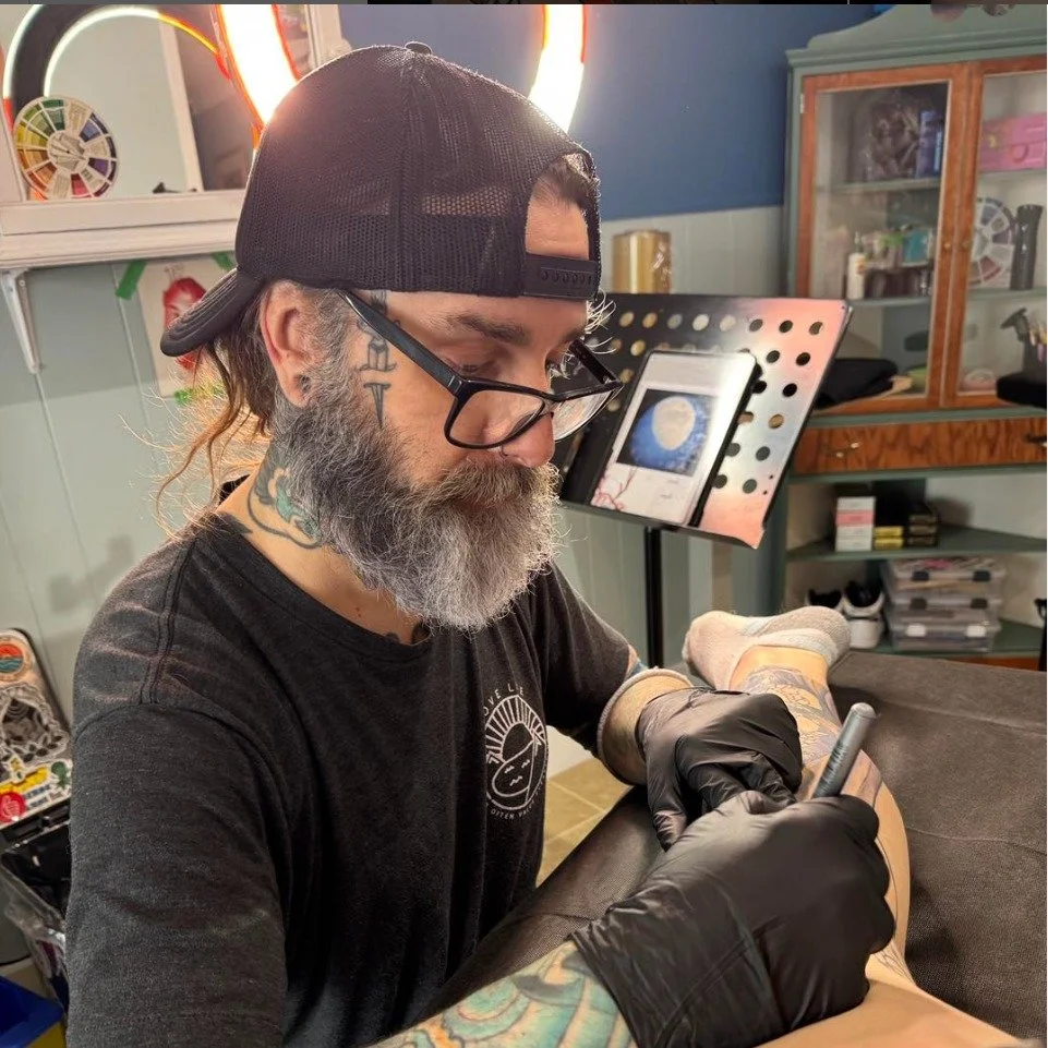 Chris @electricwizardtattoospei is always back in Edmonton from his home station in PEI to do guest spots at the shop. 

Always looking for new clients, Chris' mastery of illustration makes him one of the best custom artists in the game. 

Chris come