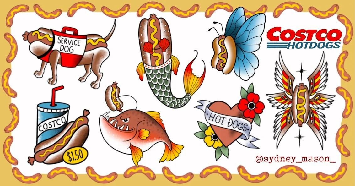 FLASH DROP! Scroll to gaze upon all the glorious flash we have handcrafted for you fellow weiner enthusiasts. All flash can be done in black and grey or color. Prices range from $100-$250. Flash will be first come, first serve so make sure to get you