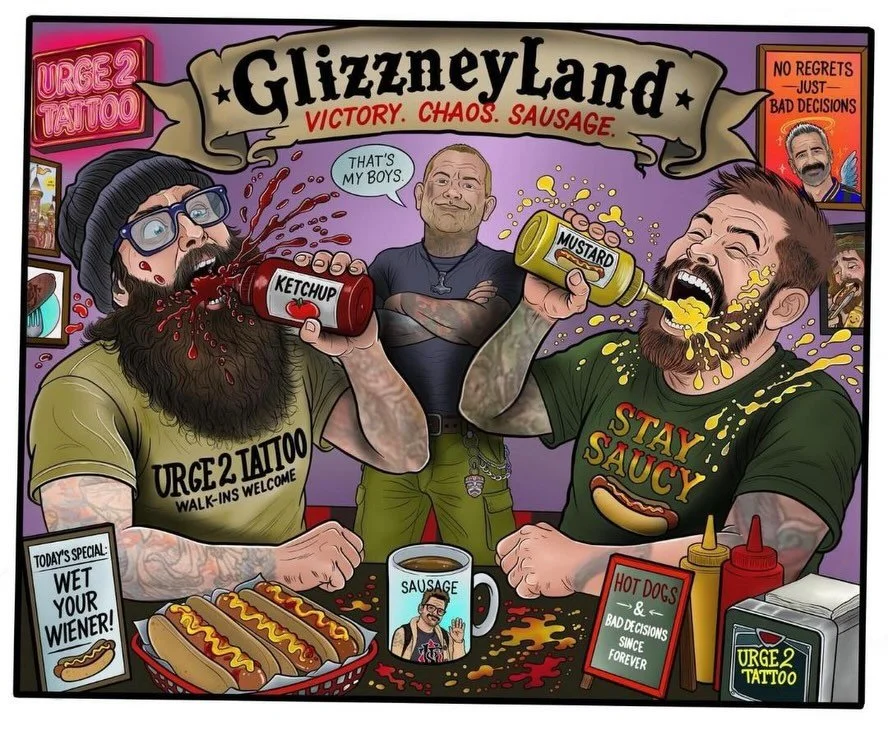 Get ready for GLIZZNEYLAND this weekend! We have so much amazing art to share with you! Flash drop and other goodies are being posted soon, keep your eyes peeled 🌭👀

Artwork by @_stranger_of_the_danger_ 

#tattoosyeg #hotdog #glizzy #hotdogtattoo #