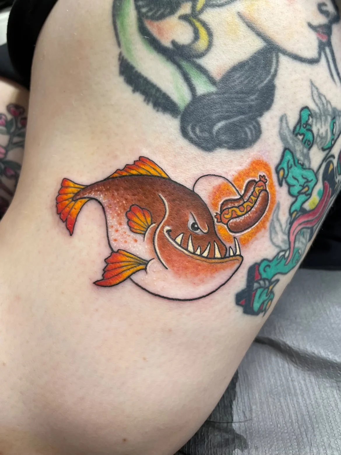 hot dog meme tattoo anglerfish tattoo edmonton, yeg urge 2 tattoo fish

