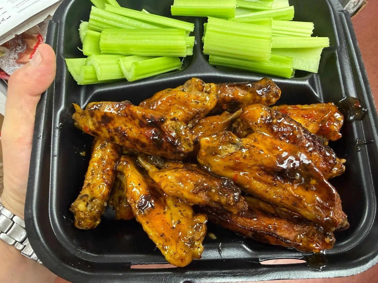 Wings and celery from Monster Pizza