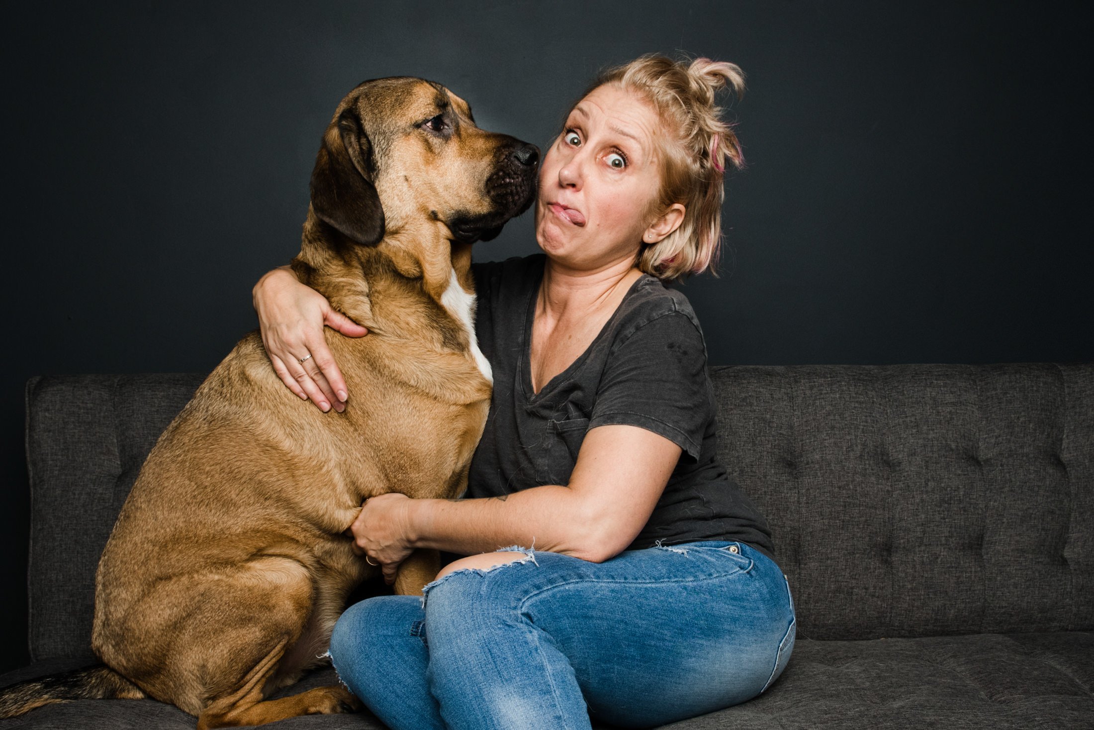 The fun Lehigh Valley pet photographer, Maggie, gets Slobbered by her dog!